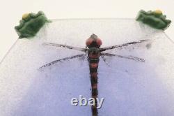 Vide poche Nancy Original Art Glass Pate de verre Dragonfly sculpture signed LRC