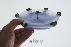 Vide poche Nancy Original Art Glass Pate de verre Dragonfly sculpture signed LRC