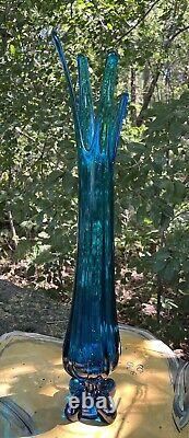 Viking 21.75 Swung Vase Bluenique Turquoise Blue 4-Toed Mid-Century Modern Epic