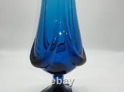 Viking 28 Vintage Art Glass Bluenique Epic Drape Swung Vase MCM Collectible