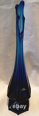 Viking Blue 5 Panel Glass Handblown Vase 18. Perfect Condition