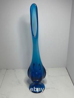 Viking Bluenique Swung Vase 6 Petal Vintage 12-3/4tall Stunning