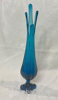 Viking Epic Bluenique 14 Swung Glass Vase With The Ultra-Rare 4 Toe Twist Base