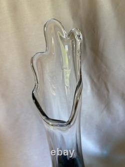 Viking Flamenco Swung Vase Bluenique 16 tall 5 mouth rare HTF crystal / blue