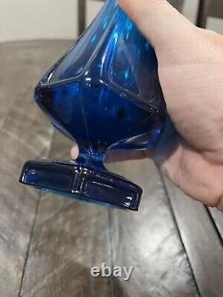 Viking Glass 14 Bluenique Blue Swung Vase in Epic Column Panel MCM Vintage