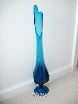 Viking Glass 22 Blue Swung Vase Bluenique Six Petals Mid Century Modern