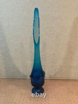 Viking Glass Bluenique Swung Vase 24 Cabbage Leaf Base