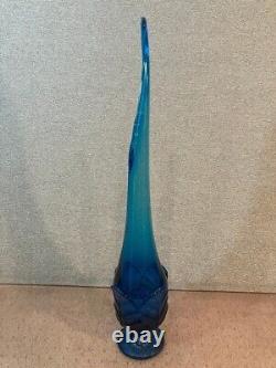 Viking Glass Bluenique Swung Vase 24 Cabbage Leaf Base