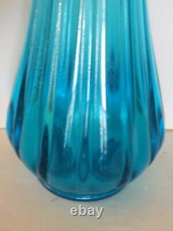 Viking Glass LE Smith Large Aqua Blue Glass Floor Vase, Excellent