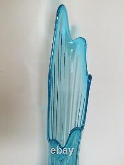 Viking Glass LE Smith Large Aqua Blue Glass Floor Vase, Excellent