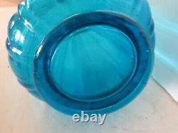 Viking Glass LE Smith Large Aqua Blue Glass Floor Vase, Excellent