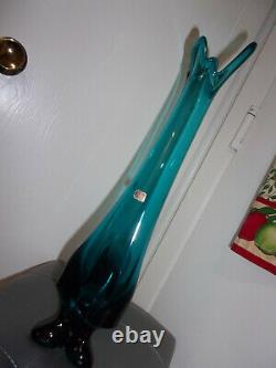 Viking GlassBluenique Swung Vase19+ Tall & FootedMid Century Modern withTag