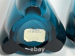 Viking New Martinsville Epic 3 Foils 11 Swung Bud Vases #1208 in Blue Lot Of 2