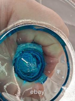 Viking Sandwich Swung Glass Vase, Modern Mid Century, Ice Blue, Footed