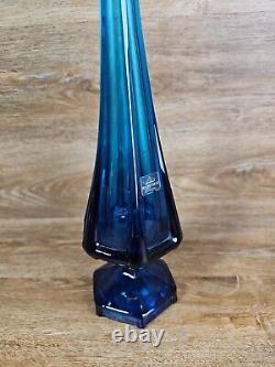 Viking Swung Glass Vase 19 Art Glass Blue Vase MCM 6 Panel Finger VTG