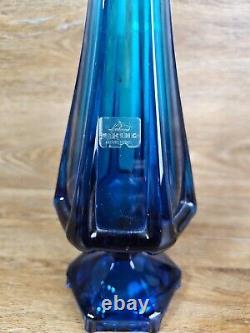 Viking Swung Glass Vase 19 Art Glass Blue Vase MCM 6 Panel Finger VTG