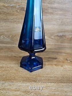 Viking Swung Glass Vase 19 Art Glass Blue Vase MCM 6 Panel Finger VTG