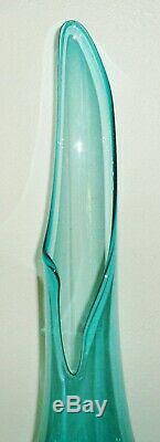 Viking Teal Aquamarine Stretch Swag Floor Vase Super Tall RARE Vintage 24 inch