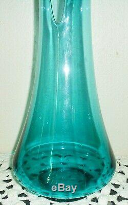 Viking Teal Aquamarine Stretch Swag Floor Vase Super Tall RARE Vintage 24 inch