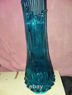 Vikings blue glass art floor vase 19
