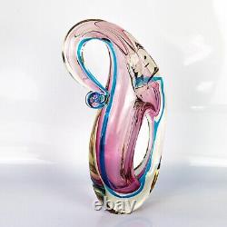 Vintage 12 Arte Nuova Pustetto & Zanetti Murano Pink & Blue Sommerso Glass Vase