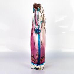 Vintage 12 Arte Nuova Pustetto & Zanetti Murano Pink & Blue Sommerso Glass Vase