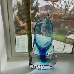 Vintage 15 Zelezny Brod Sklo Glass Vase Czech Blue/Teal Miloslav Klinger ZBS