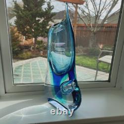 Vintage 15 Zelezny Brod Sklo Glass Vase Czech Blue/Teal Miloslav Klinger ZBS