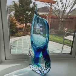 Vintage 15 Zelezny Brod Sklo Glass Vase Czech Blue/Teal Miloslav Klinger ZBS