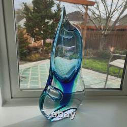 Vintage 15 Zelezny Brod Sklo Glass Vase Czech Blue/Teal Miloslav Klinger ZBS