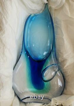 Vintage 15 Zelezny Brod Sklo Glass Vase Czech Blue/Teal Miloslav Klinger ZBS