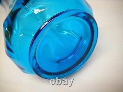 Vintage 18 L. E. SMITH PEACOCK BLUE COLUMN RIBBED FAT BOTTOM SWUNG VASE-VG