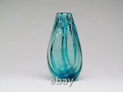 Vintage 1970's Signed By Robert Barber Blue Art Glass Vase. 9 1/2 H By 4 1/2 W