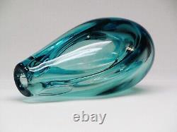 Vintage 1970's Signed By Robert Barber Blue Art Glass Vase. 9 1/2 H By 4 1/2 W