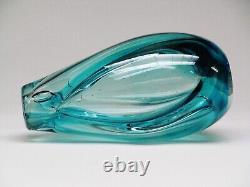 Vintage 1970's Signed By Robert Barber Blue Art Glass Vase. 9 1/2 H By 4 1/2 W