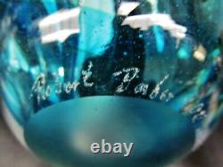 Vintage 1970's Signed By Robert Barber Blue Art Glass Vase. 9 1/2 H By 4 1/2 W