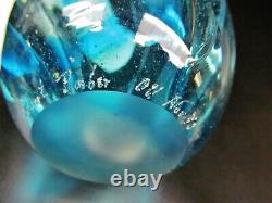 Vintage 1970's Signed By Robert Barber Blue Art Glass Vase. 9 1/2 H By 4 1/2 W