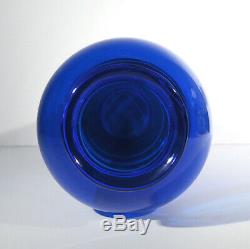 Vintage 1980's Blenko COBALT BLUE Blown Glass VASE 16 Tall