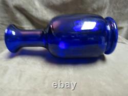 Vintage 1980's Tiara Exclusive Cobalt Blue Art Glass Vase Diamond Optic Taller