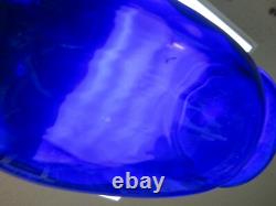 Vintage 1980's Tiara Exclusive Cobalt Blue Art Glass Vase Diamond Optic Taller