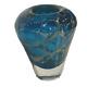 Vintage 1980s MDINA GLASS Small Art Studio Vase Blue MALTESE