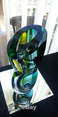 Vintage 1990's KOSTA BODA GREEN BLUE VASE ODD SHAPED 12