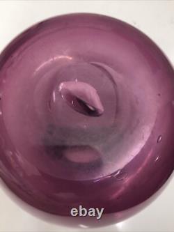 Vintage 1991 Heron Fine Hand Blown Glass Vase Purple/Plum and Blue Vase RARE