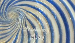 Vintage 20th Century Turkish Pasabahce Blue Spiral Pattern Hand Blown Glass Vase