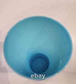 Vintage 50's Mid Century Blue Opaline Hand Blown Glass Vase Belgium