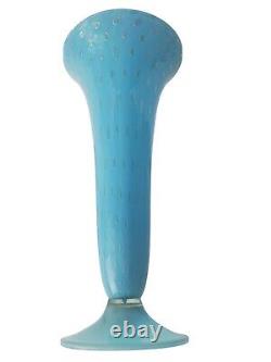 Vintage Alfredo Barbini Murano Art Glass Turquoise Gold Bubble Vase 14 W112