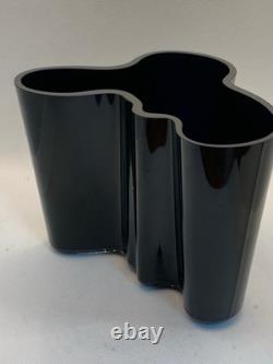 Vintage Alvar Aalto Dark Cobalt BLUE Glass Vase