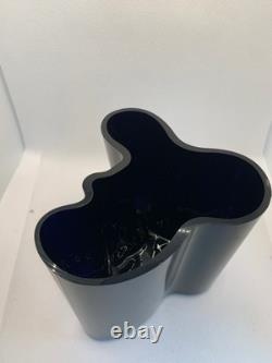 Vintage Alvar Aalto Dark Cobalt BLUE Glass Vase