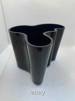 Vintage Alvar Aalto Dark Cobalt BLUE Glass Vase