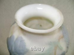 Vintage Antique Consolidated Phoenix Glass Blue Green Floral Flower Cameo Vase